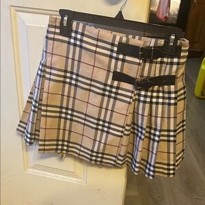 Burberry Beige Plaid Kids Skirt